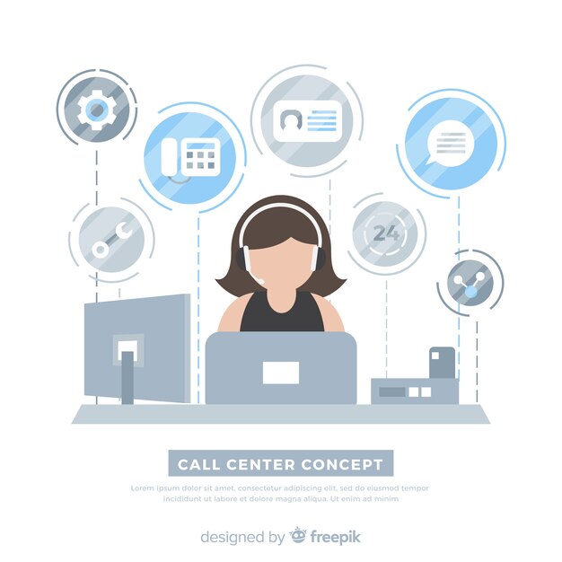 Fondo call center diseño plano