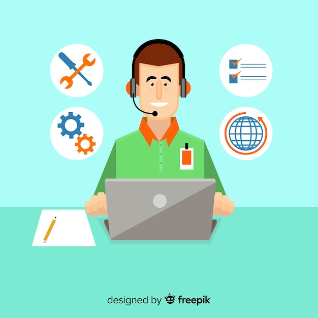Fondo de call center en estilo flat