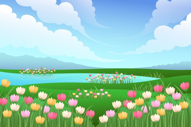 Fondo de campo de flores degradado