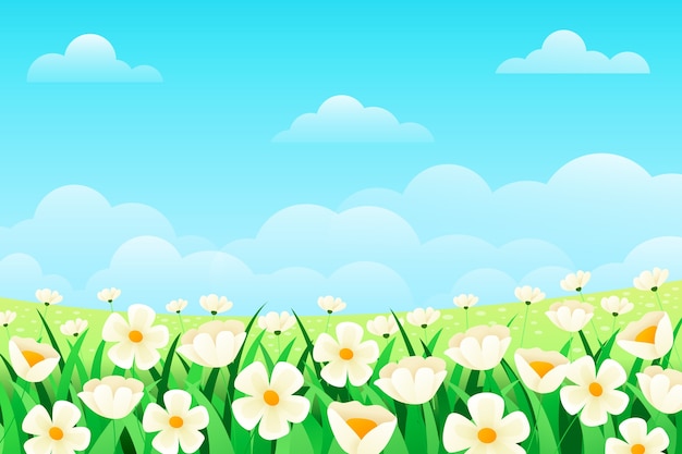 Vector gratuito fondo de campo de flores degradado