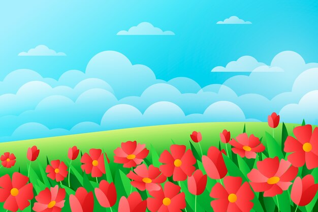 Fondo de campo de flores en gradiente