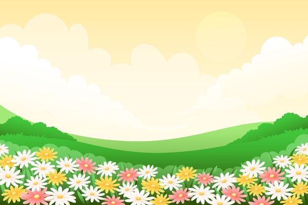 Fondo de campo de flores en gradiente