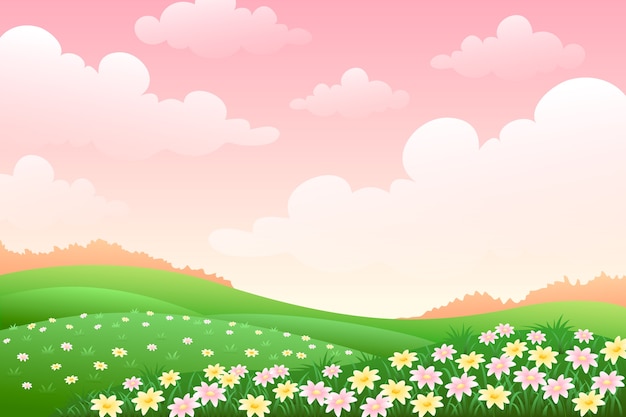 Fondo de campo de flores en gradiente