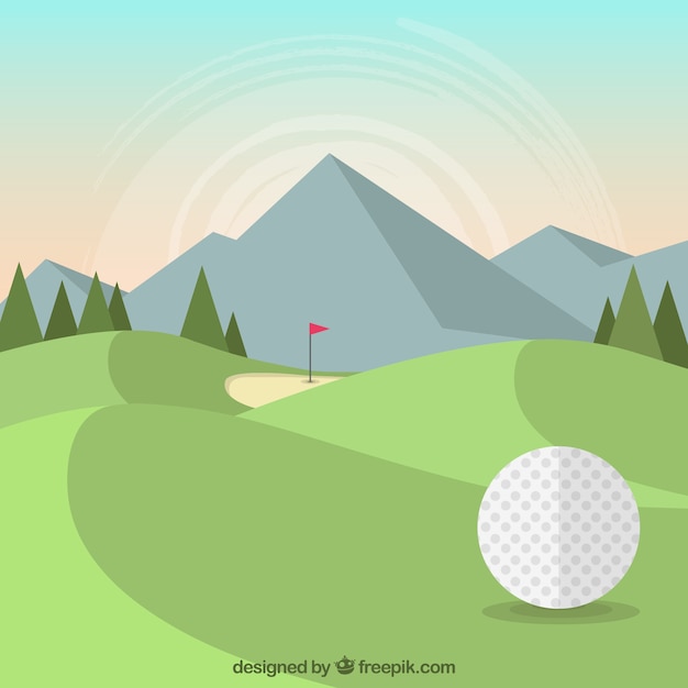 Fondo de campo de golf en estilo plano