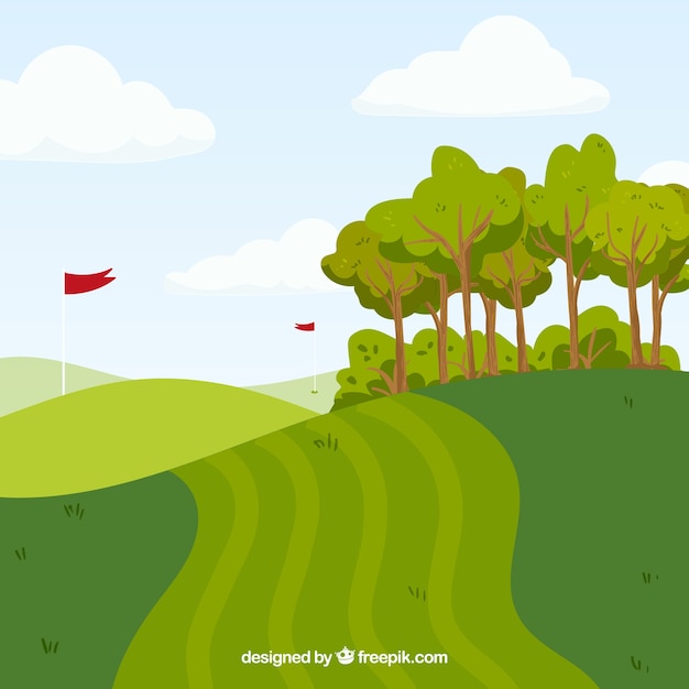 Fondo de campo de golf en estilo plano