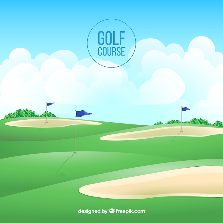 Vector gratuito fondo del campo de golf en estilo realista