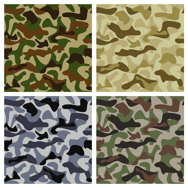 Vector gratuito fondo de camuflaje de diferentes colores con patrón clásico.