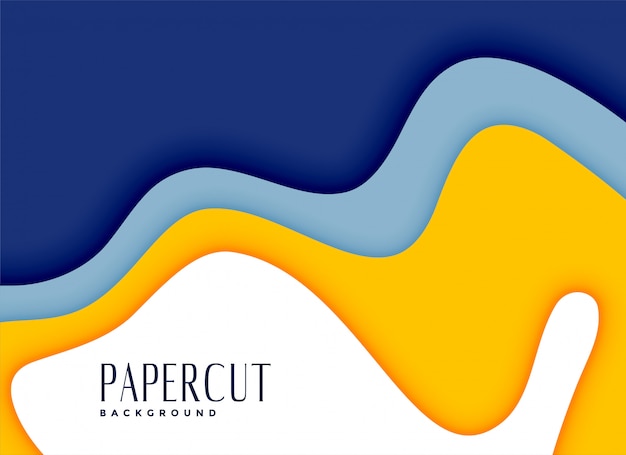 Vector gratuito fondo de capas de papercut con estilo amarillo y azul