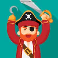 Vector gratuito fondo de capitán pirata con espada y garfio