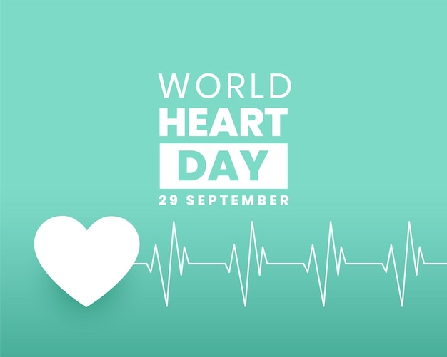 Vector gratuito fondo de cardiograma del día mundial moderno del corazón para el vector de concientización sobre la salud