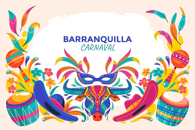 Vector gratuito fondo del carnaval de barranquilla dibujado a mano