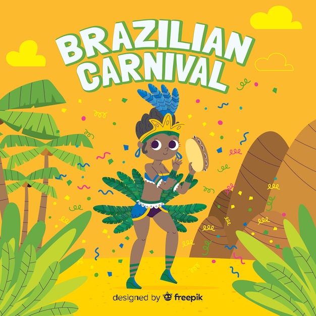 Fondo de carnaval de brasil dibujado a mano