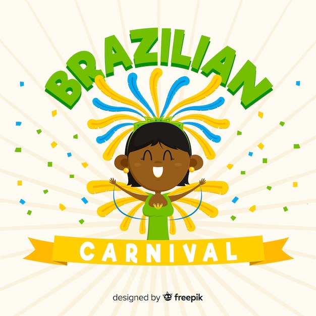 Fondo del carnaval de brasil en diseño plano