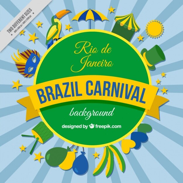 Fondo de carnaval de brasil con elementos decorativos