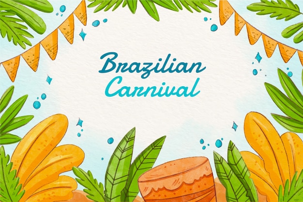 Vector gratuito fondo de carnaval brasileño en acuarela