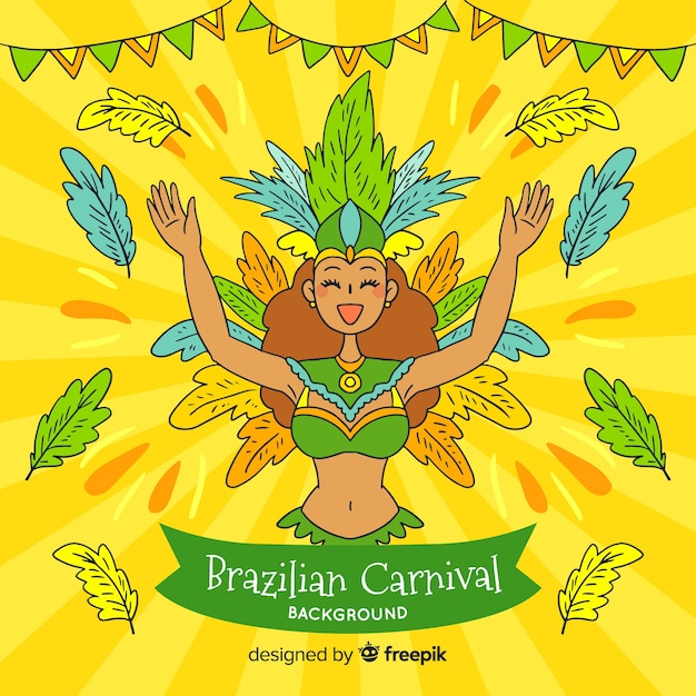 Fondo carnaval brasileño chica dibujos animados