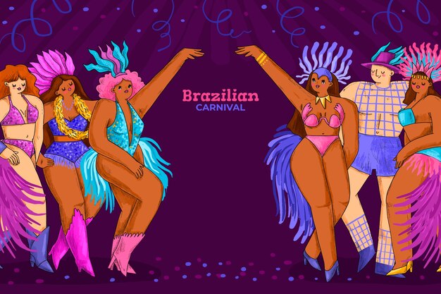 Fondo carnaval brasileño dibujado a mano