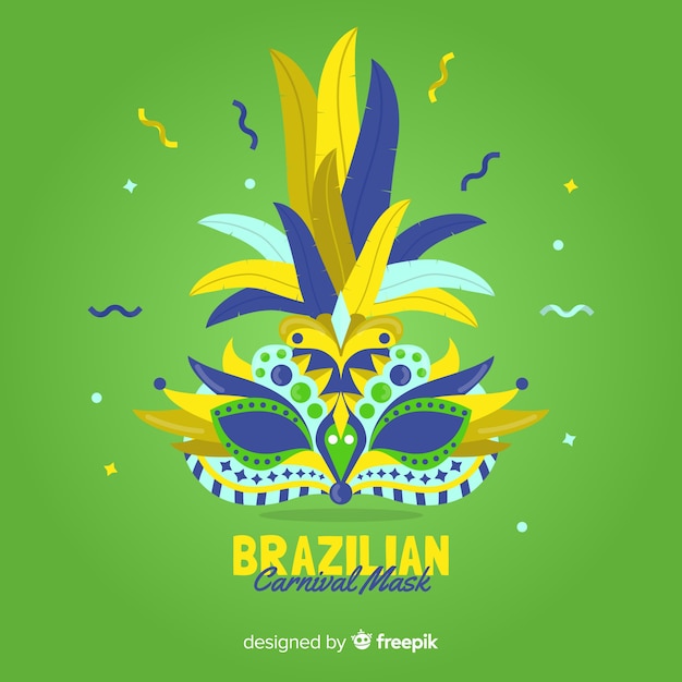 Vector gratuito fondo carnaval brasileño máscara plana