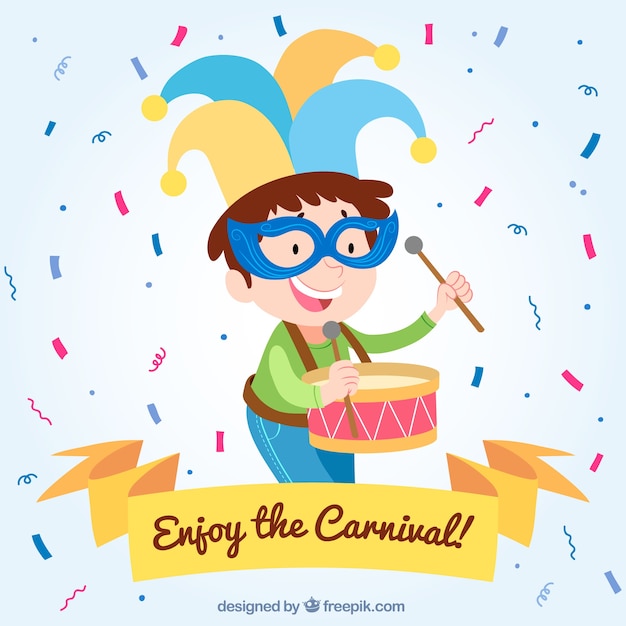 Vector gratuito fondo de carnaval con niño