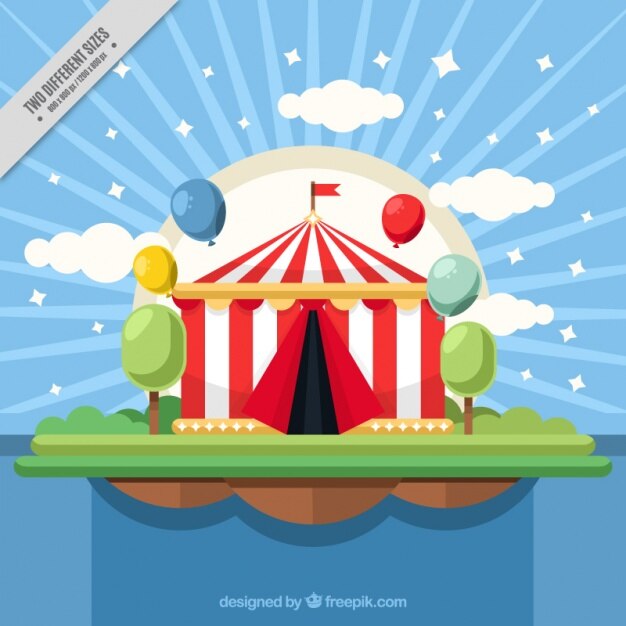 Fondo de carpa de circo en diseño plano 
