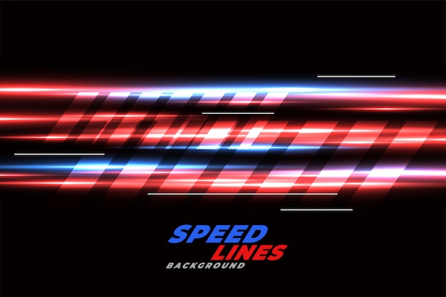 Vector gratuito fondo de carreras de velocidad con líneas rojas y azules brillantes