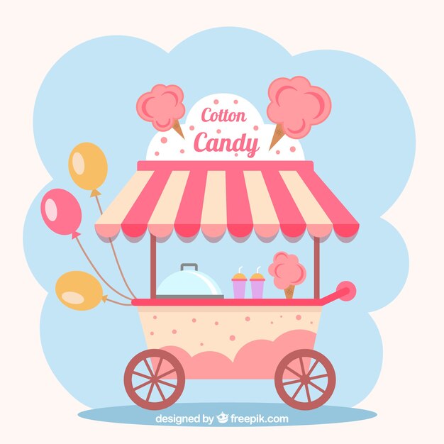Fondo de carrito de algodones de azúcar