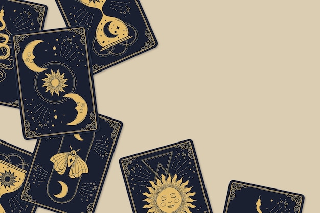 Fondo de cartas de tarot dibujadas a mano