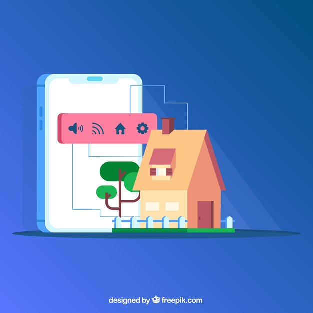 Fondo de casa inteligente con control de teléfono inteligente