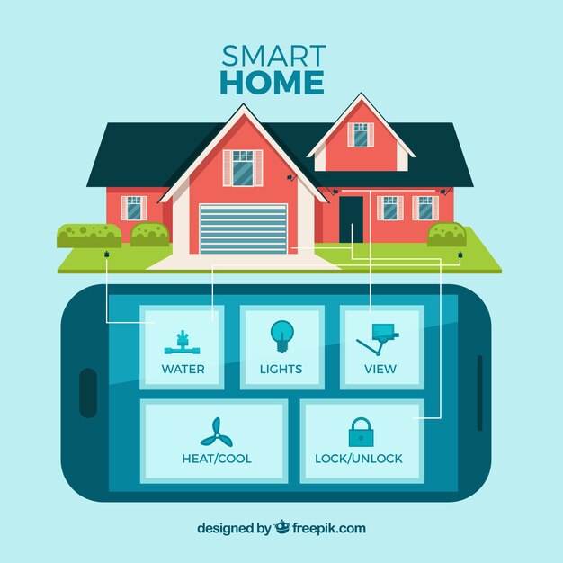 Fondo de casa inteligente con control de teléfono inteligente