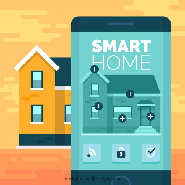 Fondo de casa inteligente con control de teléfono inteligente