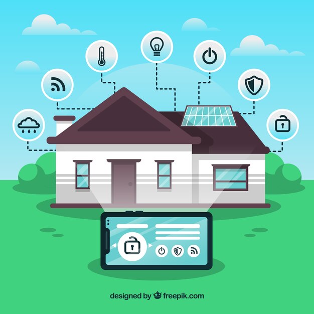 Fondo de casa inteligente con control de teléfono inteligente