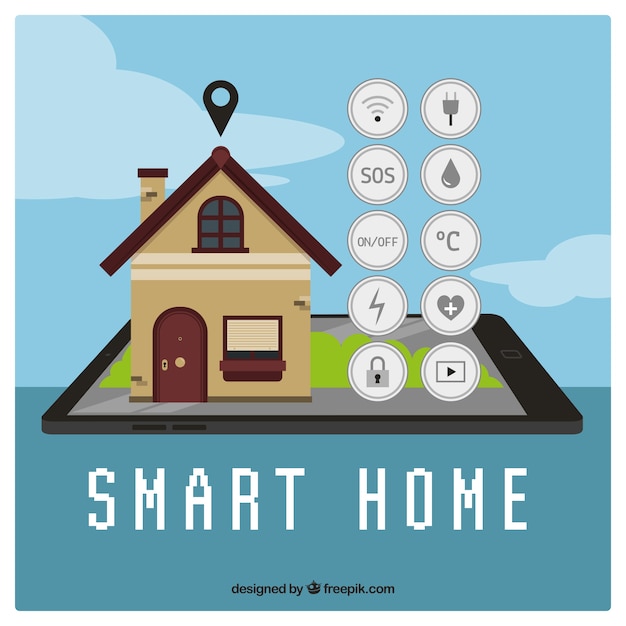 Fondo de casa inteligente con control de teléfono inteligente