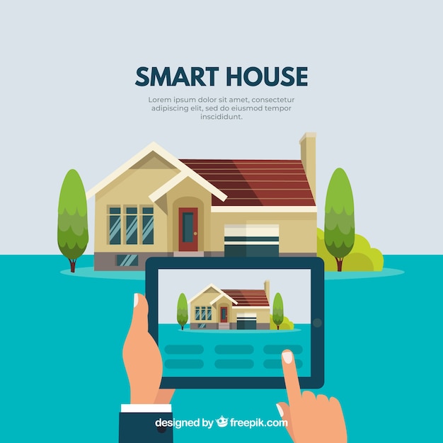 Vector gratuito fondo de casa inteligente con control de teléfono inteligente