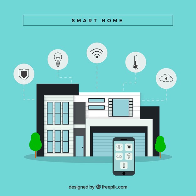 Fondo de casa inteligente con control de teléfono inteligente