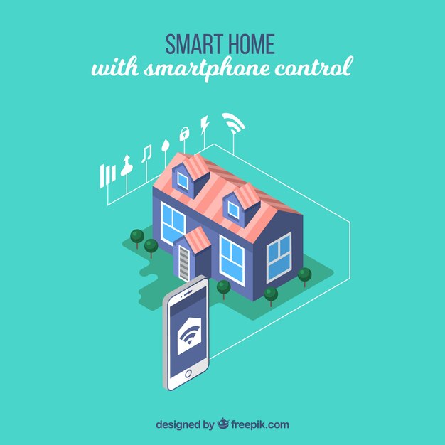 Fondo de casa inteligente con control de teléfono inteligente