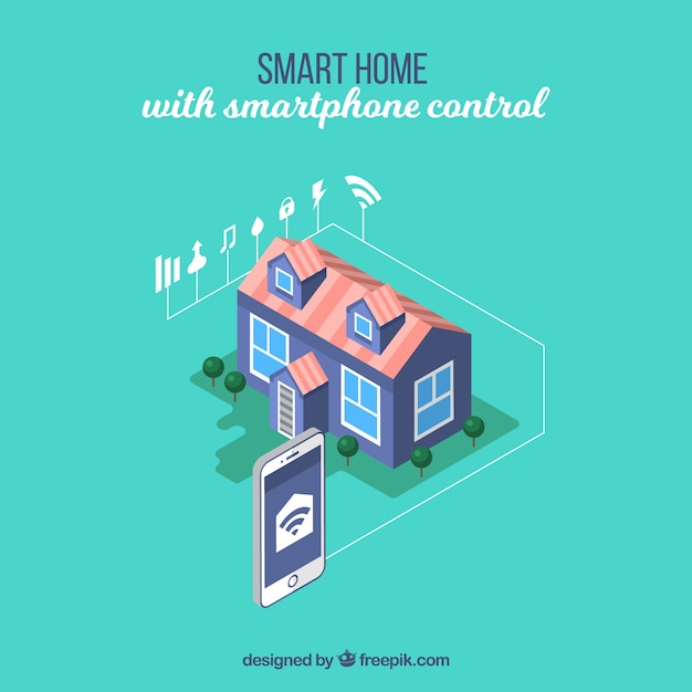 Fondo de casa inteligente con control de teléfono inteligente