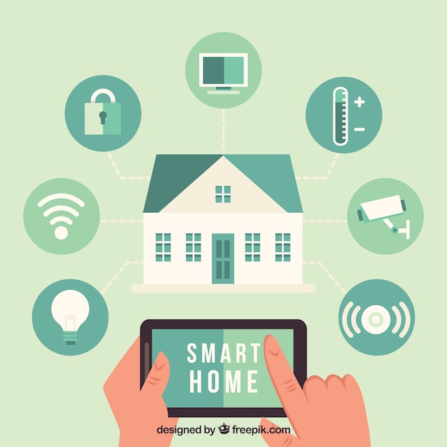Fondo de casa inteligente con control de teléfono inteligente