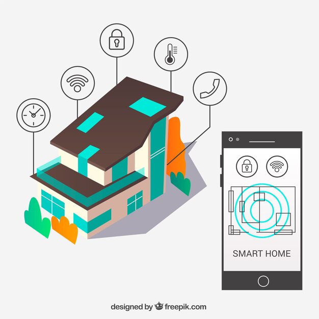 Fondo de casa inteligente con control de teléfono inteligente
