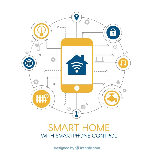 Fondo de casa inteligente con control de teléfono inteligente