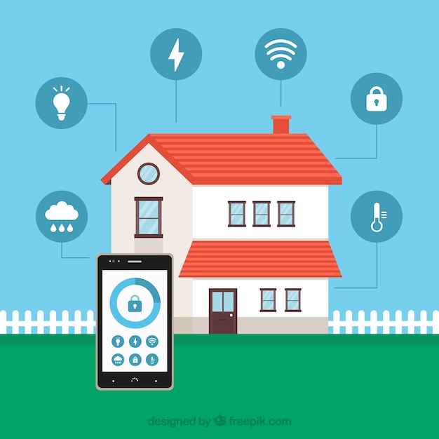 Fondo de casa inteligente con control de teléfono inteligente
