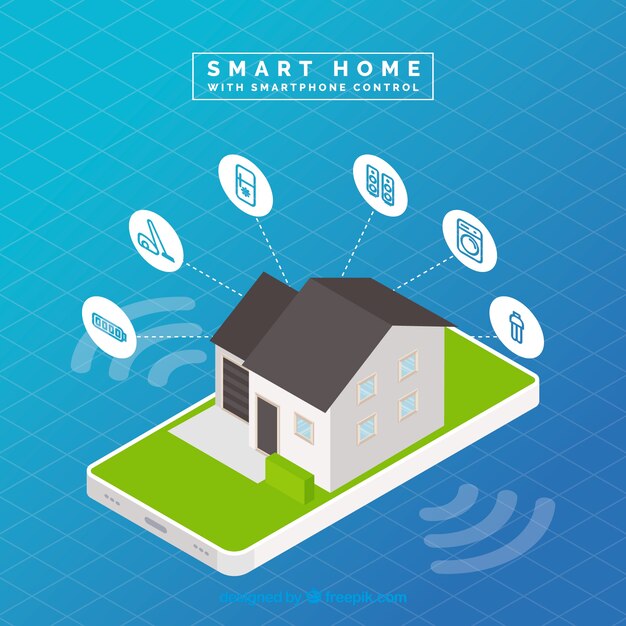 Fondo de casa inteligente con control de teléfono inteligente