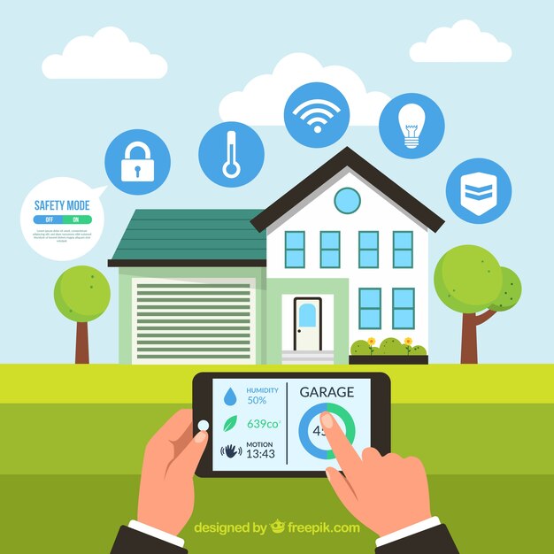Fondo de casa inteligente con control de teléfono inteligente
