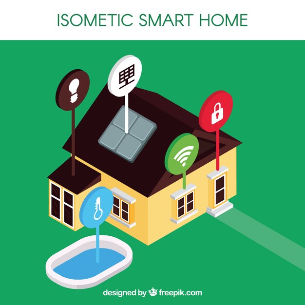 Fondo de casa inteligente en estilo isométrico