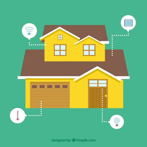 Fondo de casa inteligente en estilo plano