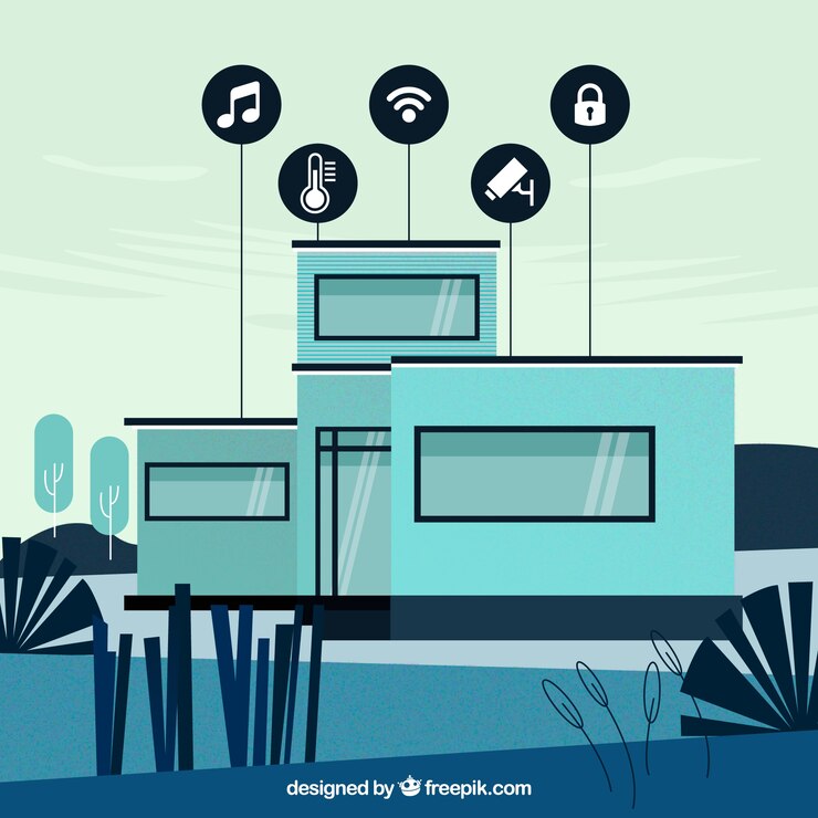 Vector gratuito fondo de casa inteligente en estilo plano