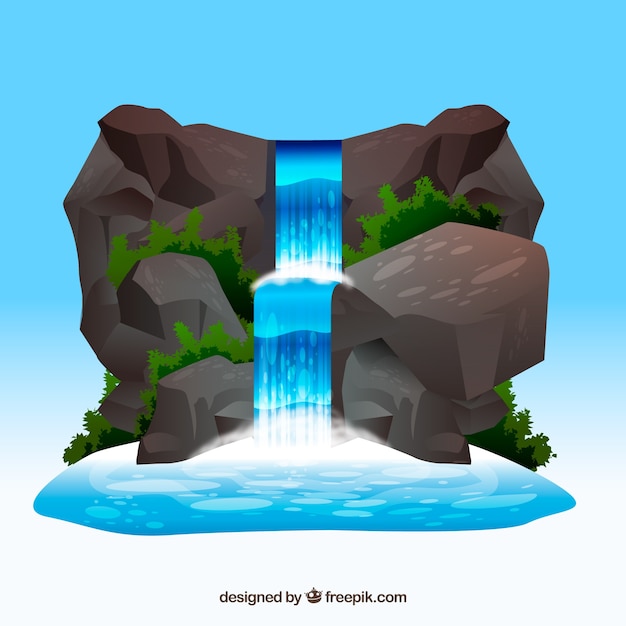 Fondo de cascada en estilo caricatura