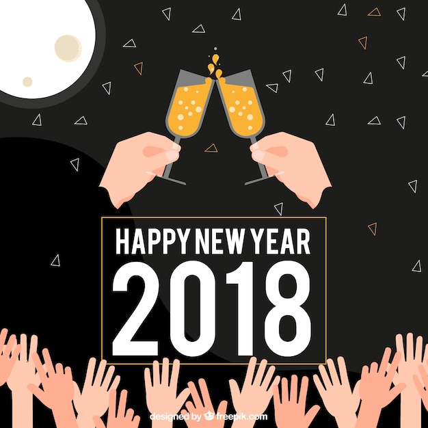 Vector gratuito fondo de celebración de año nuevo con manos