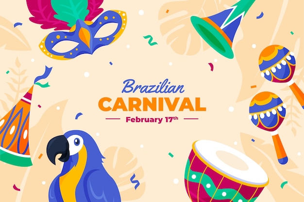 Vector gratuito fondo de celebración de carnaval brasileño plano