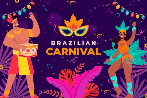 Vector gratuito fondo de celebración de carnaval brasileño plano