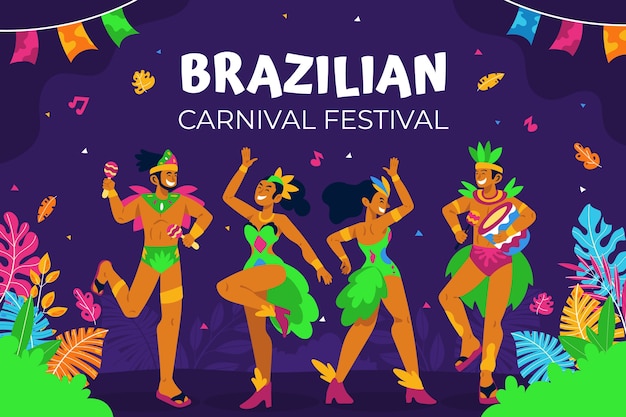 Vector gratuito fondo de celebración de carnaval brasileño plano